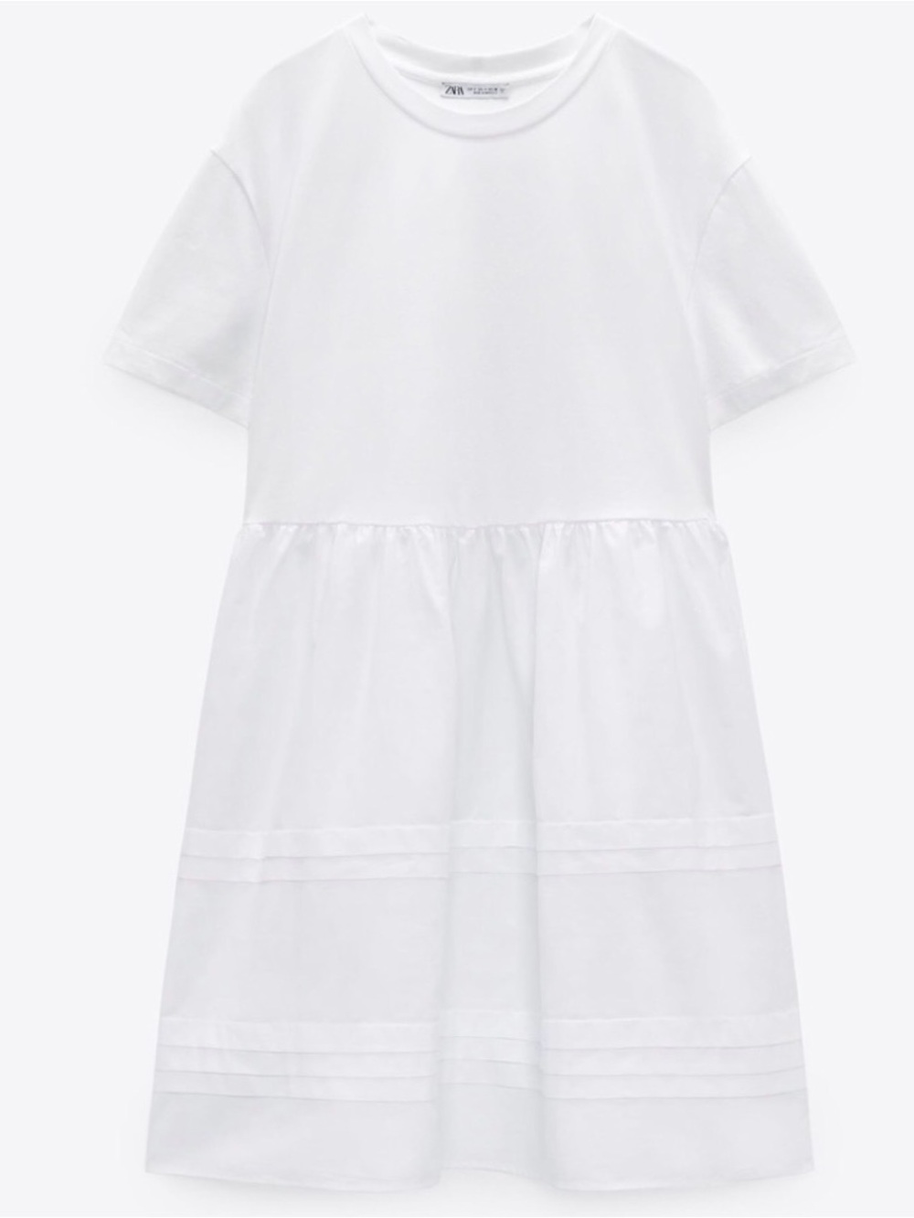 Zara White Short-Sleeve Tiered Dress - Picture 2 of 9